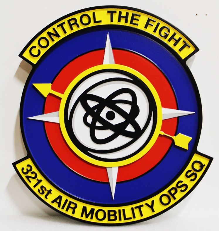 LP-5655 - Carved Wall Plaque of the Crest of the 121st Air Mobility Ops Squadron "Control the Fight"