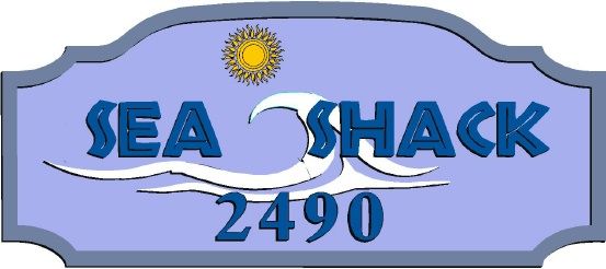 L21168 - Design of a Sign for "Sea Shack" with Sun and Stylized Wave