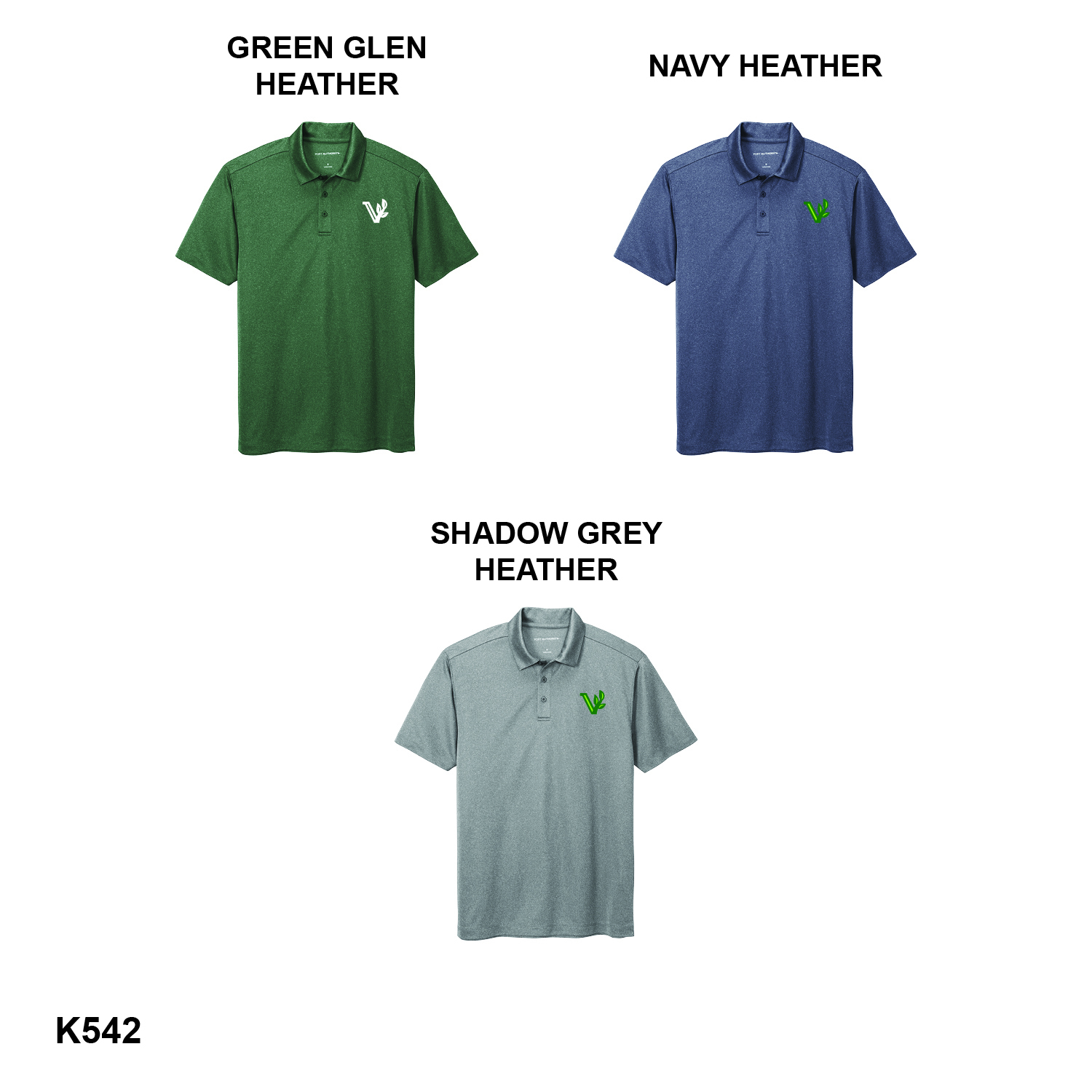 VALLEY V LOGO - Port Authority® Heathered Silk Touch™ Performance Polo