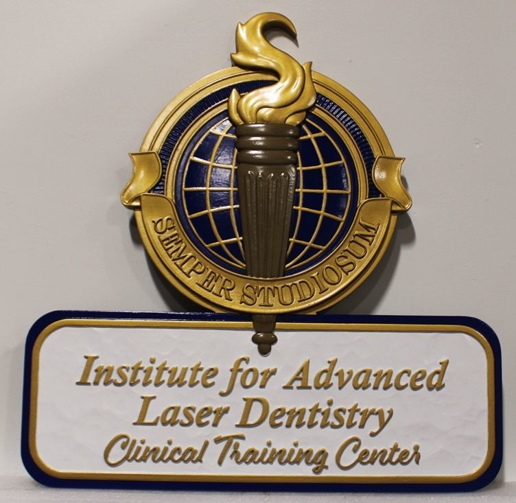 BA11693 - Carved 3-D Bas-Relief  HDU Wall Plaque for the Institute of Advanced Laser Dentistry