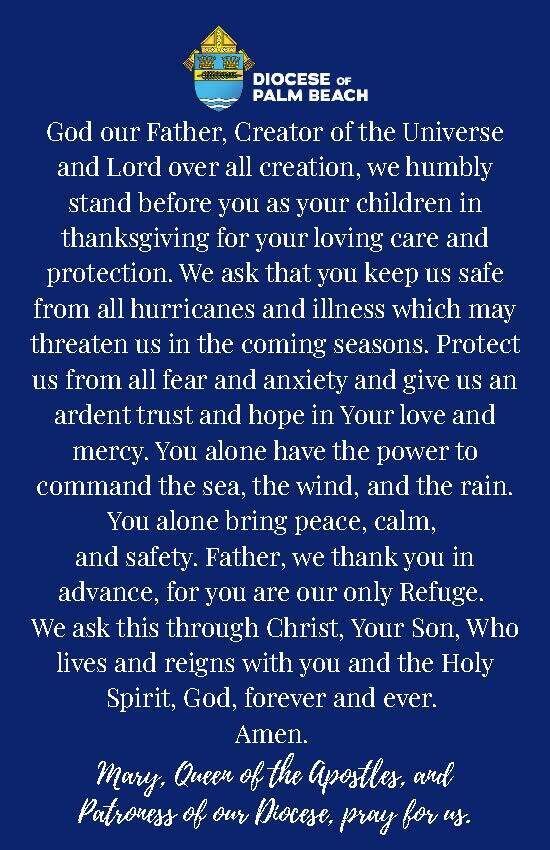 Protection from Storms Prayer Card Back