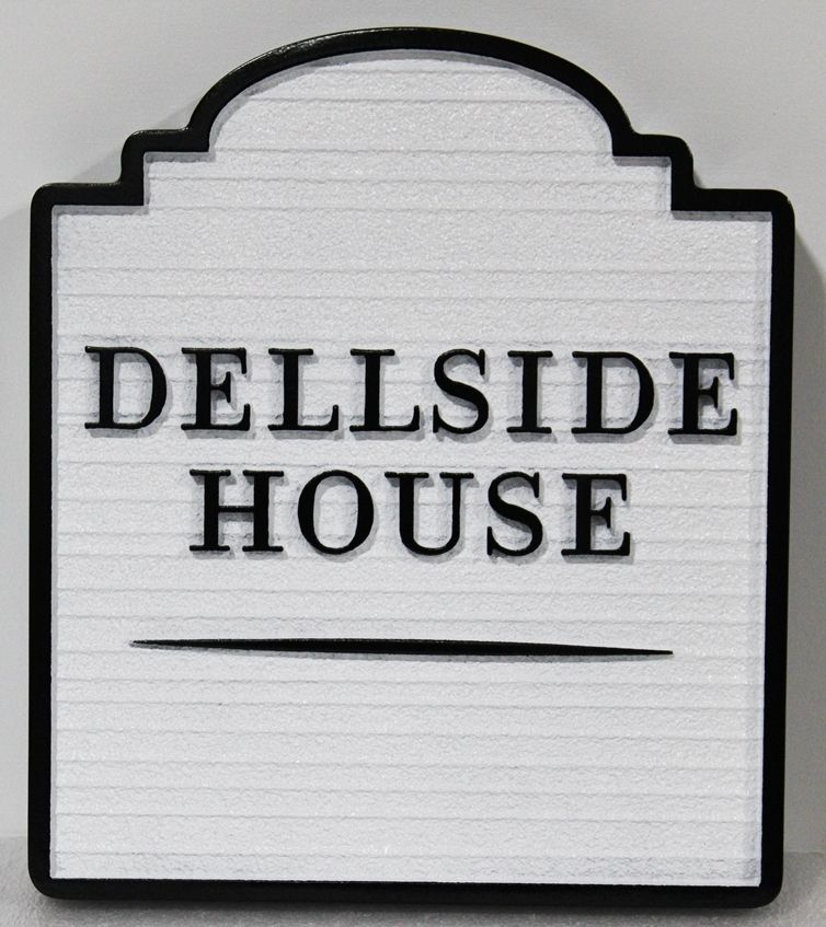 T29176 - Carved 2.5-D Raised Relief and Sandblasted Wood Grain HDU Sign for the Dellside House