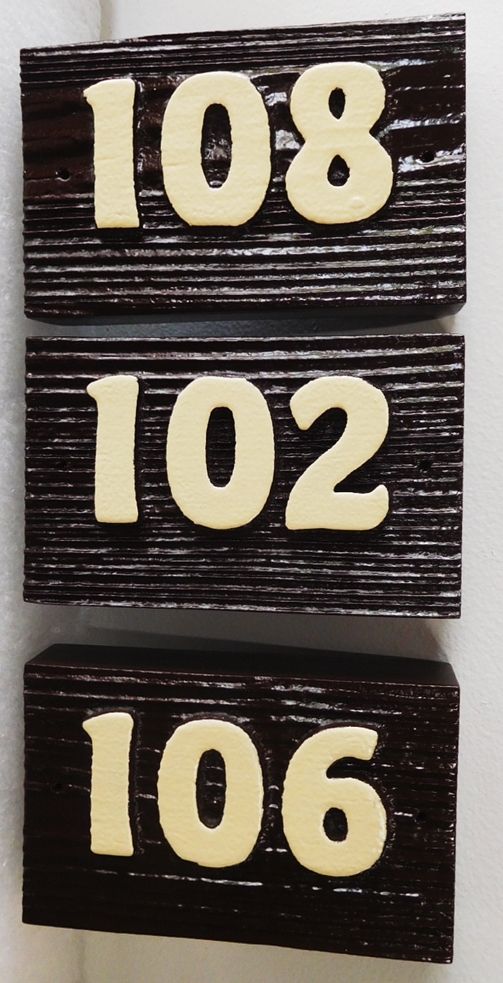 KA20932- Carved Cedar Wood Apartment Unit  Number Signs, Sandblasted to Show Wood Grain for a Rustic Look 