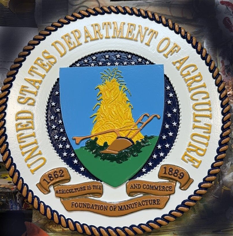 AP=6144- Carved Plaque of the Seal of the US Department of Agriculture, 3-D Artist-Painted (Style 2)