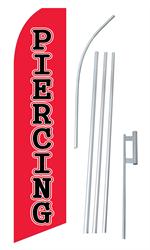 Piercing Red Swooper/Feather Flag + Pole + Ground Spike