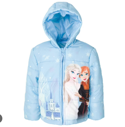 Frozen Princess Anna Elsa Zip Up Winter Puffer Jacket