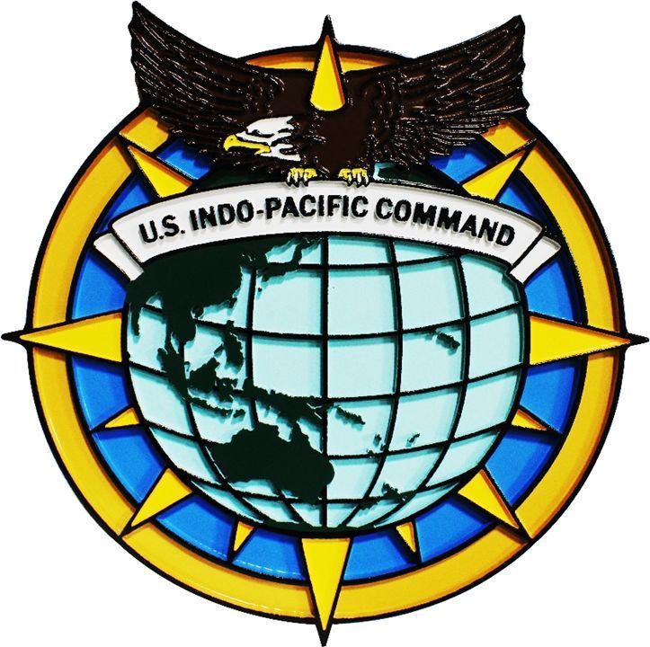 IP-1370 - Carved 2.5-D Multi-Level HDU Plaque of the Seal of the United States Africa Command  