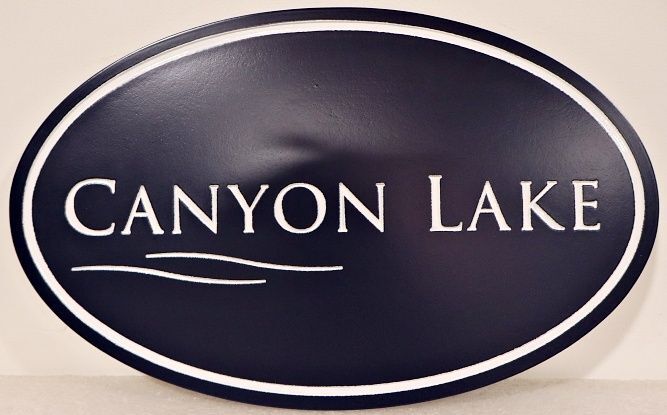 M22384 - Carved and Sandblasted HDU Property Name Sign for "Canyon Lake"