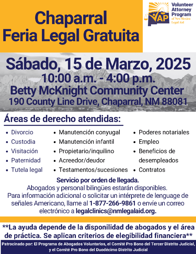 Chaparral Legal Fair Flyer Spanish