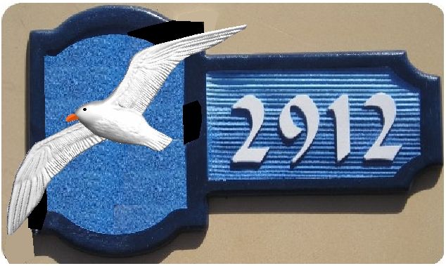 L21610 - Carved Seagull in Flight Address Sign