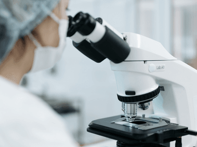looking at microscope