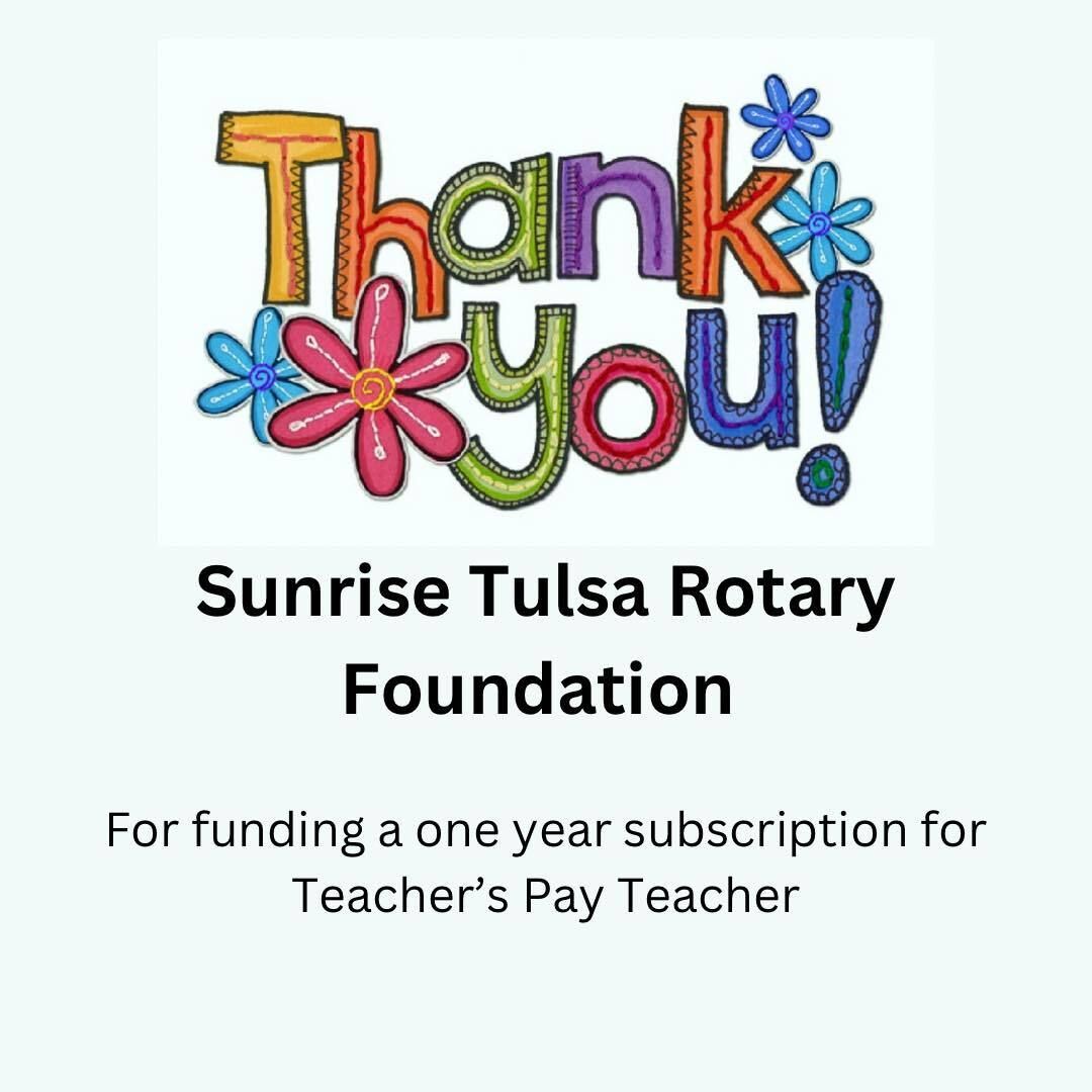 Thank You, Sunrise Tulsa Rotary Foundation!