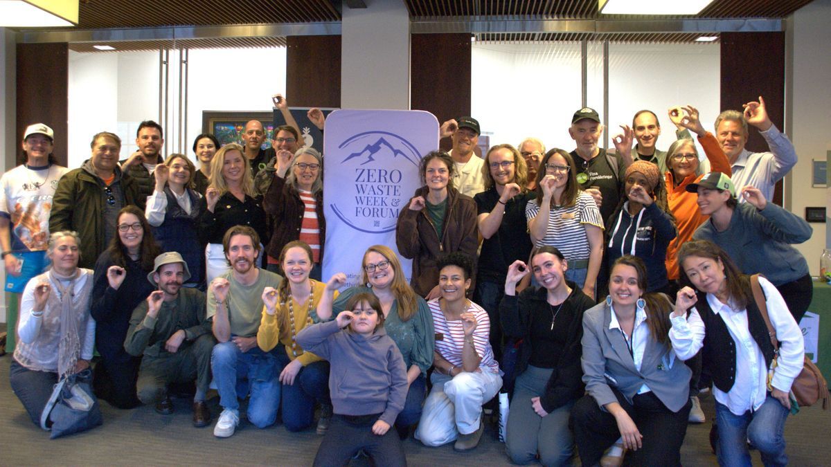 Group at Crissy Field in front of the Golden Gate Bridge for Zero Waste Fest 2024.