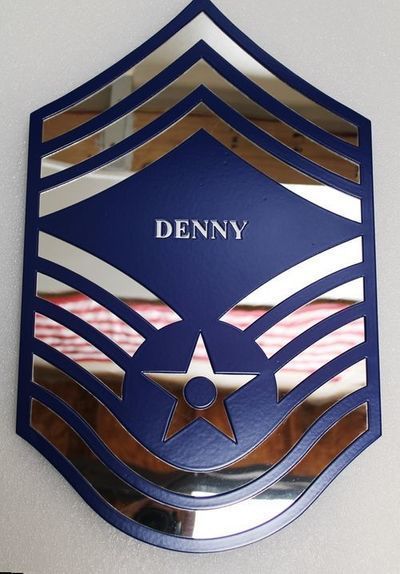LP-8845- Carved  Plaque of the Air Force Chief Master Sergeant (E-9) Rank Insignia, Mirror Finish