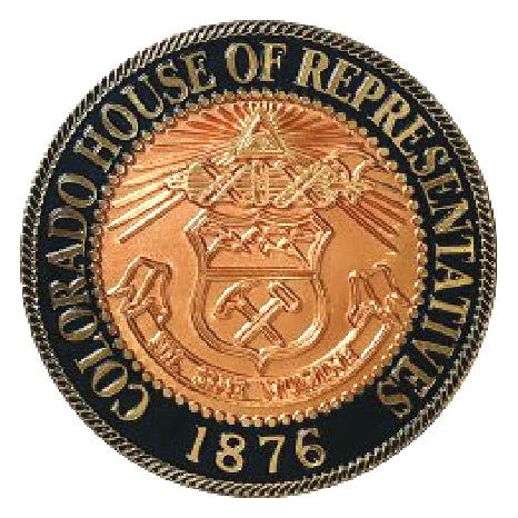 W32081 -  2.5 D Colorado Great Seal for House of Representatives, Gold-Leaf Text and Copper Coated Outline Relief Art