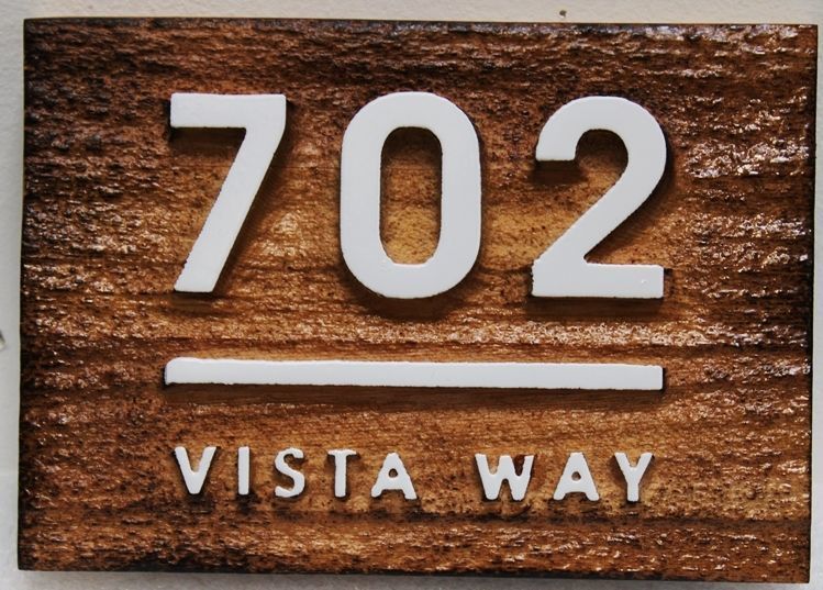 M1860 - Carved  3-D  Faux Wood Address Number Sign 