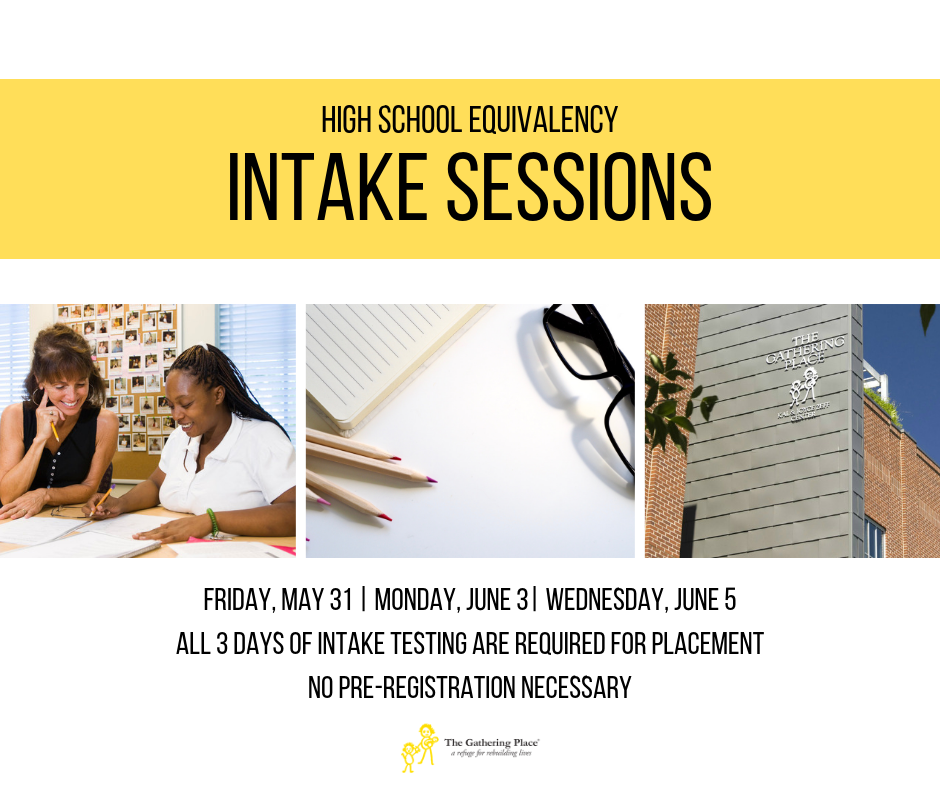 High School Equivalency Intake Testing for May and June