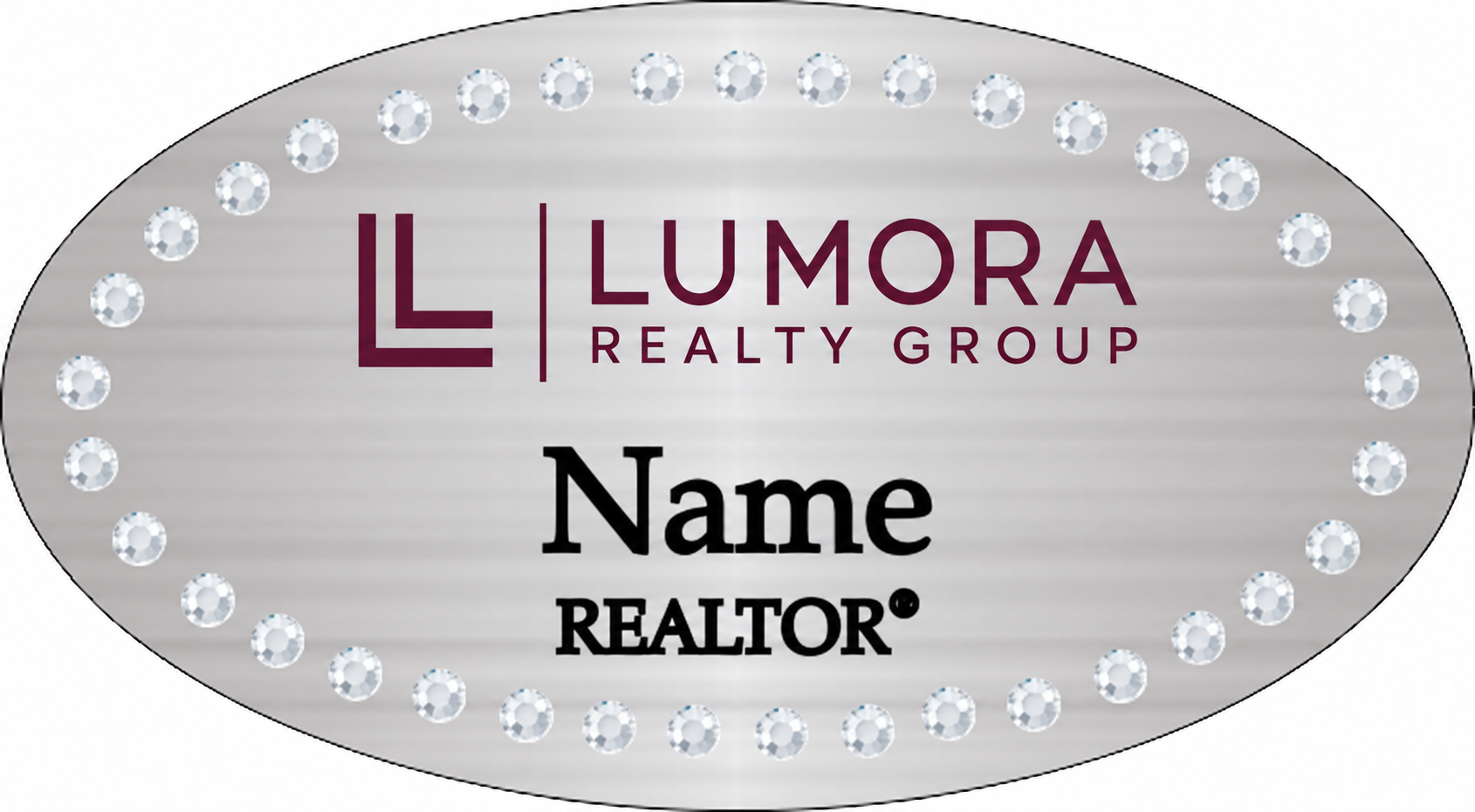 Lumora Oval bling name badge
