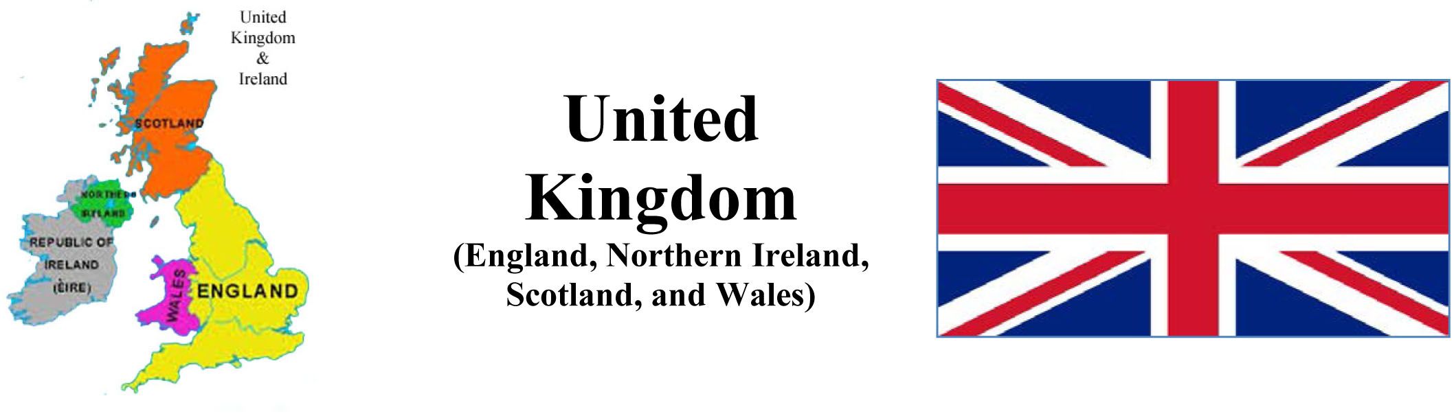 Map and Flag of United Kingdom