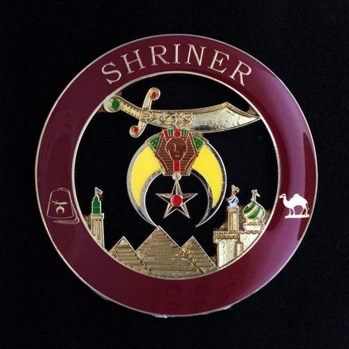 UP-2040- Carved Wall Plaque of Shriners Badge, Artist Painted & Gold Leaf