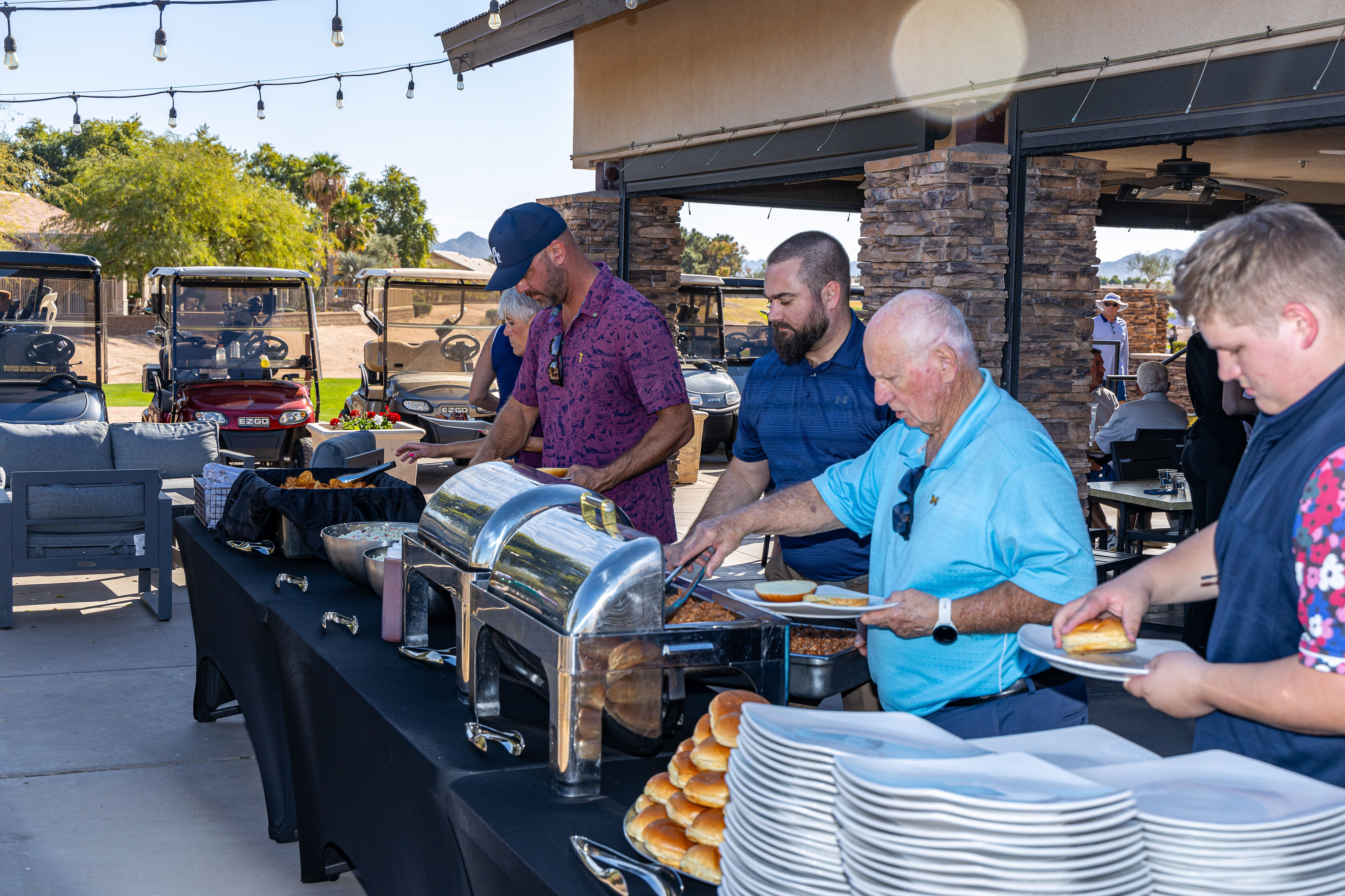 Picture of buffet table at golf tournament.