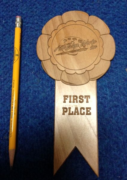 N23032 - Engraved Wood Award Ribbon, "First Place"