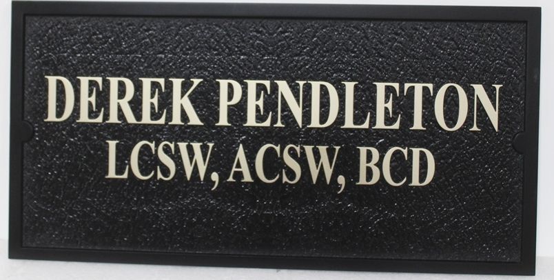 B11249A - Custom Carved Sign for "Derek Pendleton LCSW, ACSW, BCD"