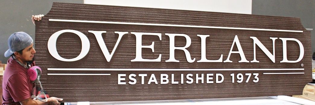 S28133 - Carved and Sandblasted Sign for "Overland"