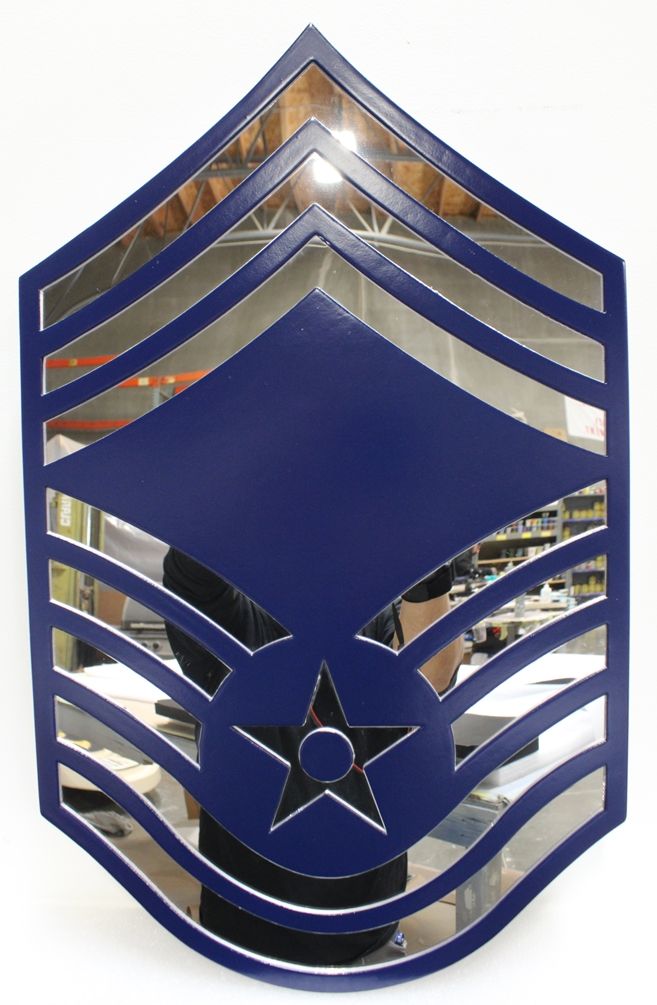 LP-8842 - Carved  Plaque of the Air Force Chief Master Sergeant (E-9) Rank Insignia, Mirror Finish