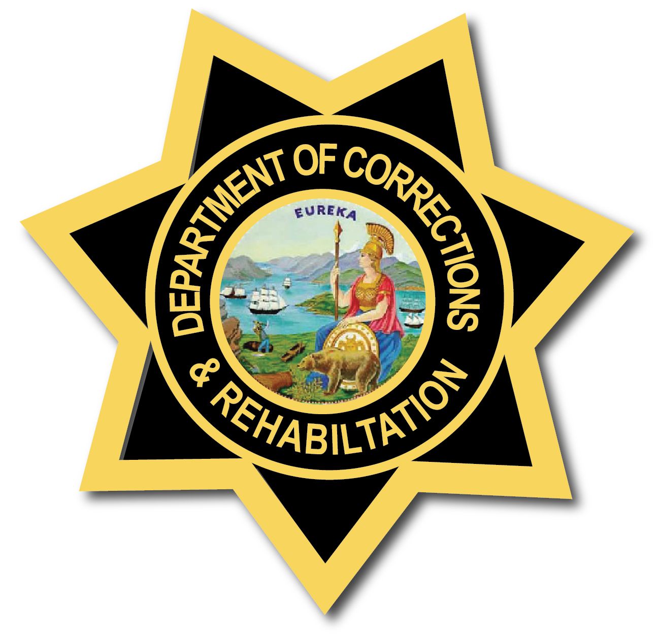 PP-1762 - Carved  Wall Plaque of the Star Badge of theCalifornia Department of Corrections and Rehabilitation (State Prisons), Artist Painted