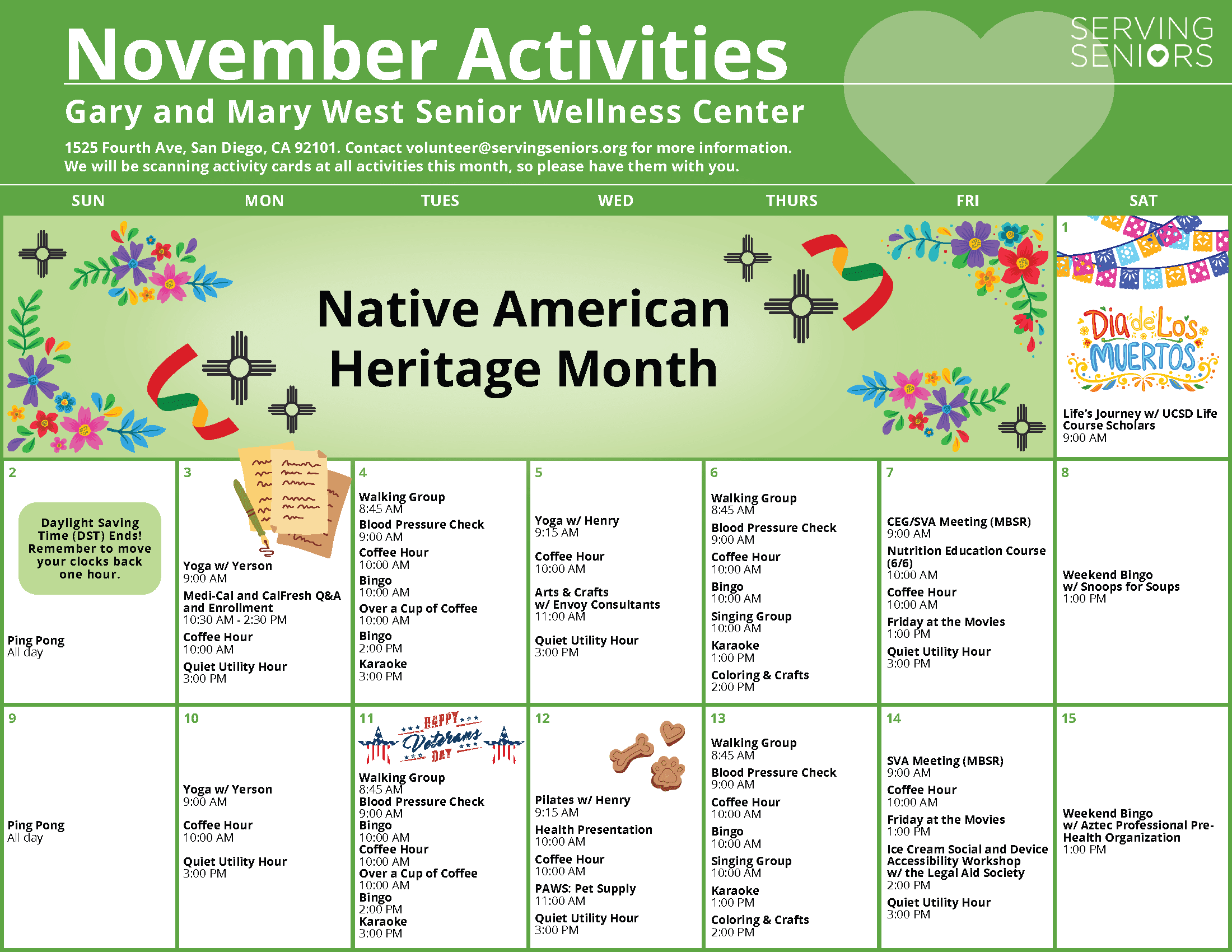 Click to download the Gary and Mary West Senior Wellness Center November Activities Calendar