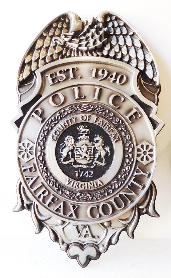 MD4180 - Police Badge, Fairfax County, Virginia, Aluminum 3-D Hand-rubbed