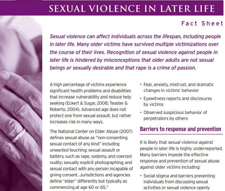 Fact Sheet: Sexual Violence in Later Life