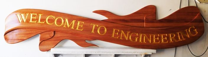 NP-2265 - Carved Plaque "Welcome to Engineering", for US Coast Guard Academy, Mahogany 