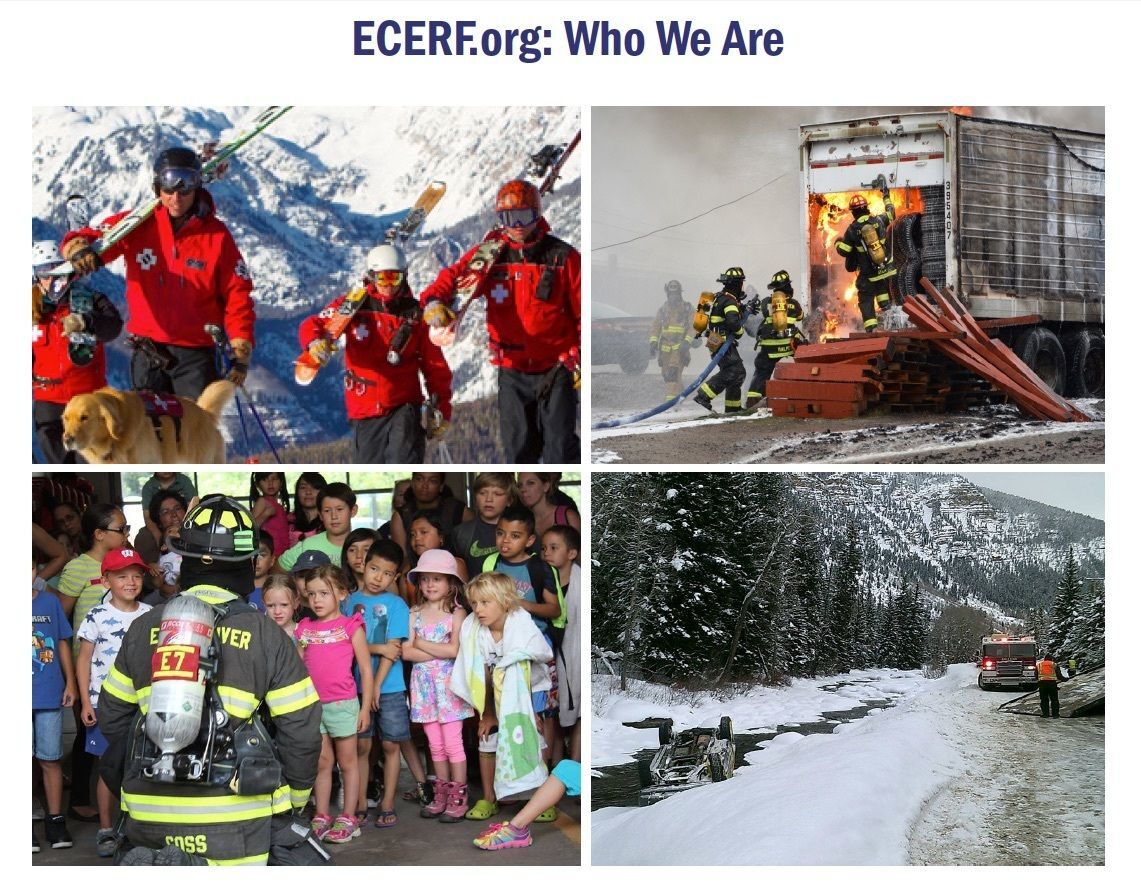 Collage of firefighters working.