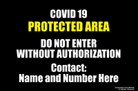 12” x 18” COVID Protected Area Paper Laminated Sign with custom contact info area
