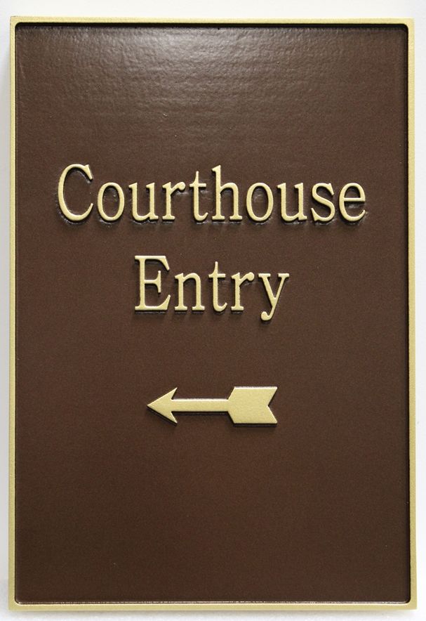 A10892-  Carved 2.5D  Raised Relief HDU  Entry Directional  sign for  the Miami County Courthouse