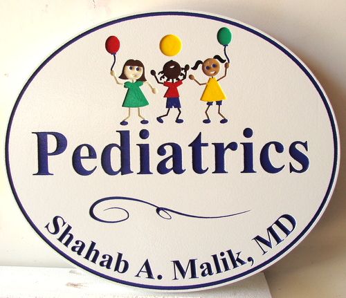 B11026 - Carved Pediatrician Office  Sign with Children