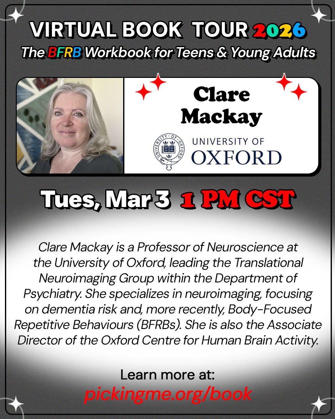 Tues, 3/3: 1 PM CST Clare Mackay, University of Oxford