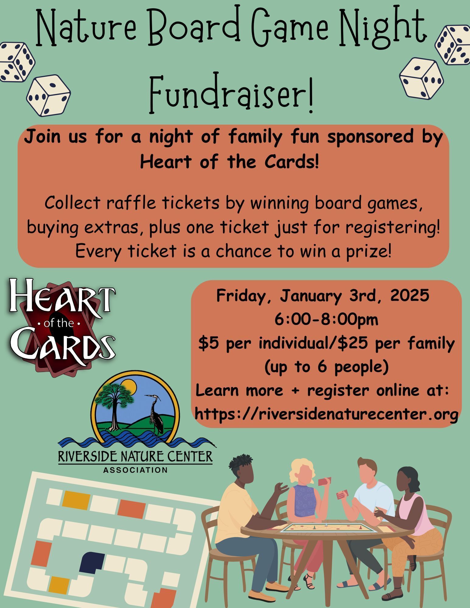 Kerrville Texas, Riverside Nature Center, Game night, Family activities near me, Board game, fundraiser, Riverside Nature Center Fundraiser, Family get togethers, Kerrville Family Events