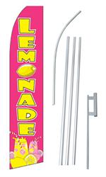 LEMONADE Pink Swooper/Feather Flag + Pole + Ground Spike