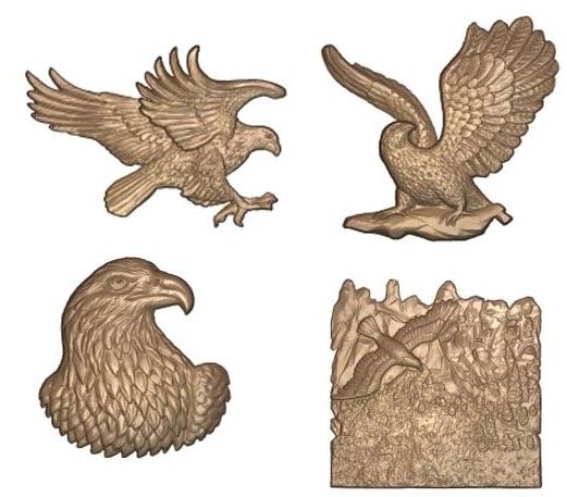 M22976 - 3D Carved Wood or HDU Appliques for Signs & Plaques - Eagles