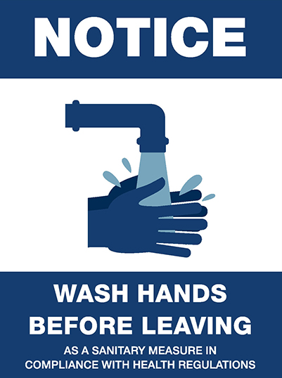 Sticker "Notice-Wash Hand Before Leaving" (5-Pack)
