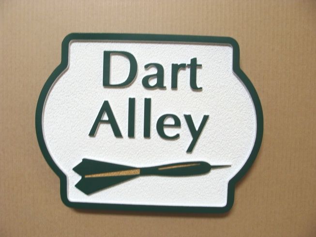 YP-4440 - Carved "Dart Alley" Plaque,  Artist Painted