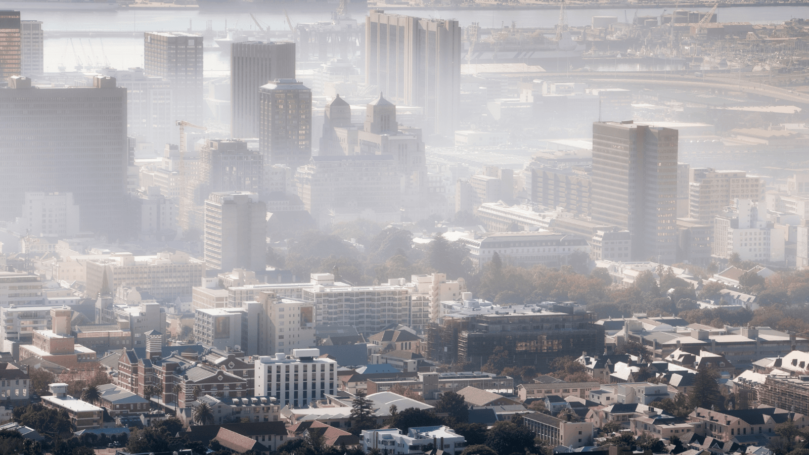 A city shrouded in smog 