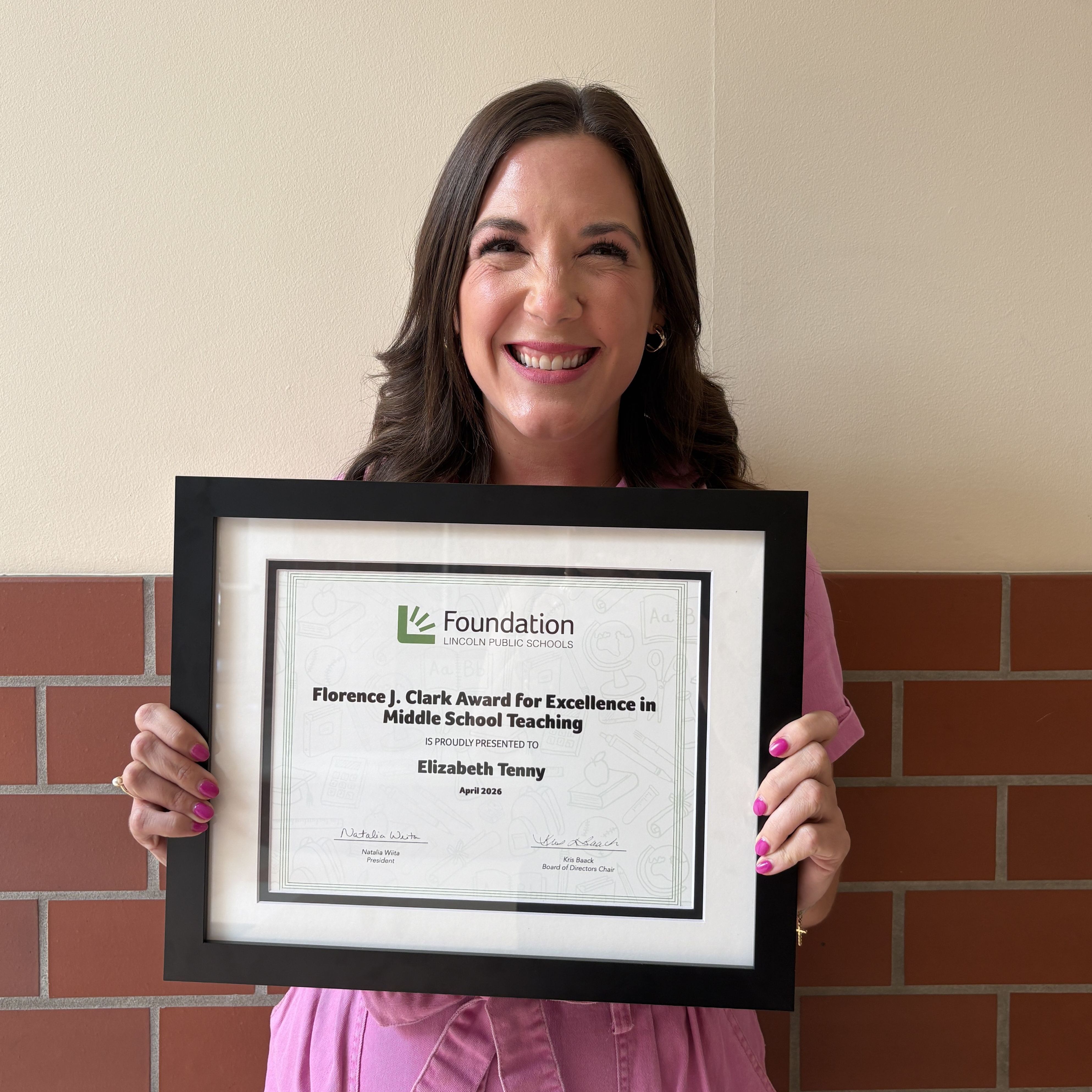 Florence J. Clark Award for Excellence in Middle School Teaching 