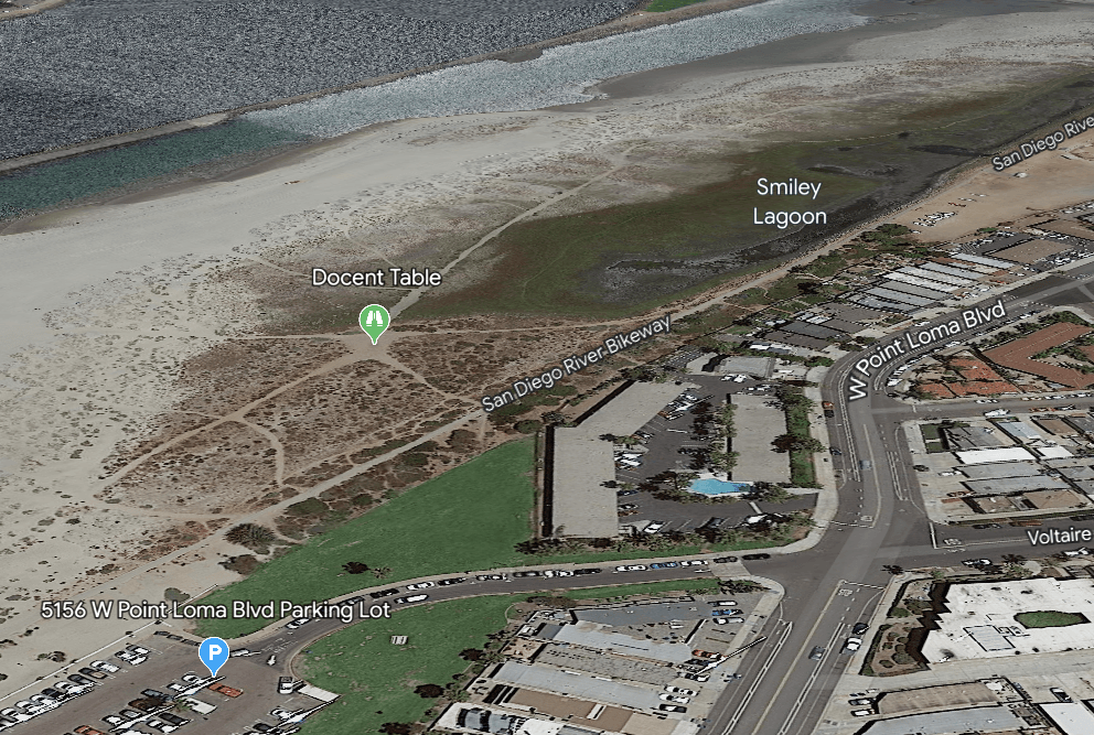 An aerial map of the site location near OB Dog Beach