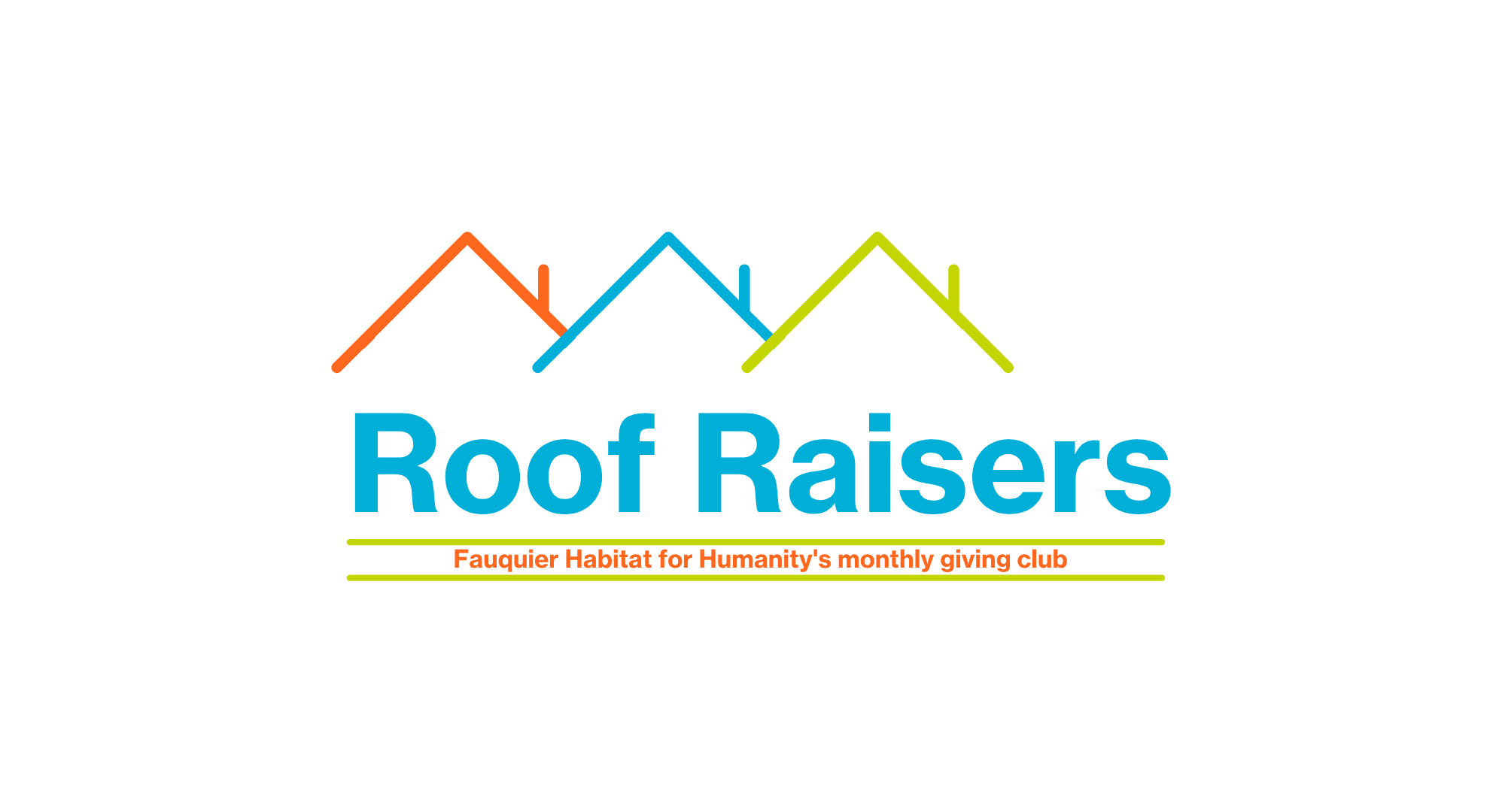 Picture of roofs with the wording, Roof Raisers. Fauquier Habitat's monthly giving club.