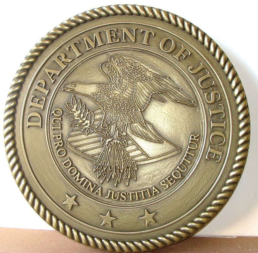 M7115 - Brass 2.5D Wall Plaque for Department of Justice Great Seal