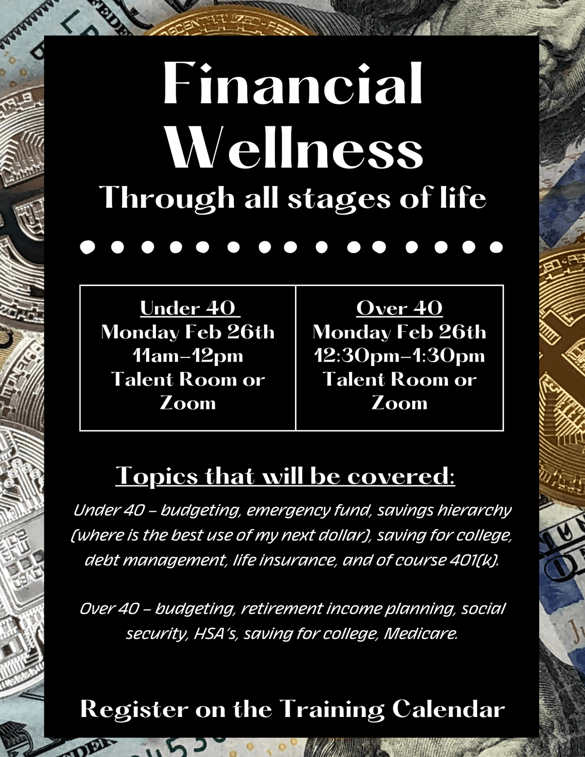 Under 40 Financial Wellness Training Calendar Professional